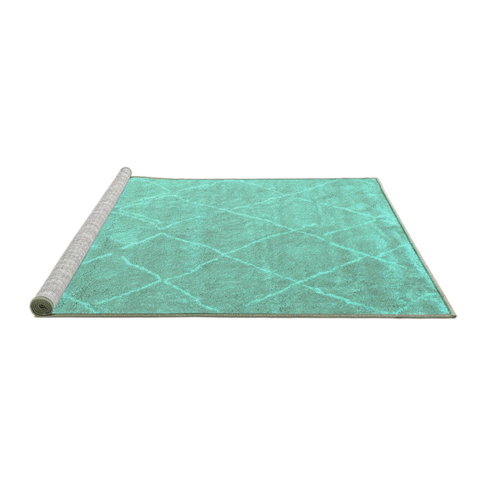 Sideview of Machine Washable Trellis Turquoise Modern Area Rugs, wshcon2992turq