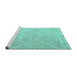 Sideview of Machine Washable Trellis Turquoise Modern Area Rugs, wshcon2992turq
