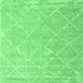 Square Machine Washable Trellis Emerald Green Modern Area Rugs, wshcon2992emgrn