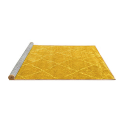Sideview of Machine Washable Trellis Yellow Modern Rug, wshcon2992yw