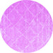 Round Machine Washable Trellis Purple Modern Area Rugs, wshcon2992pur