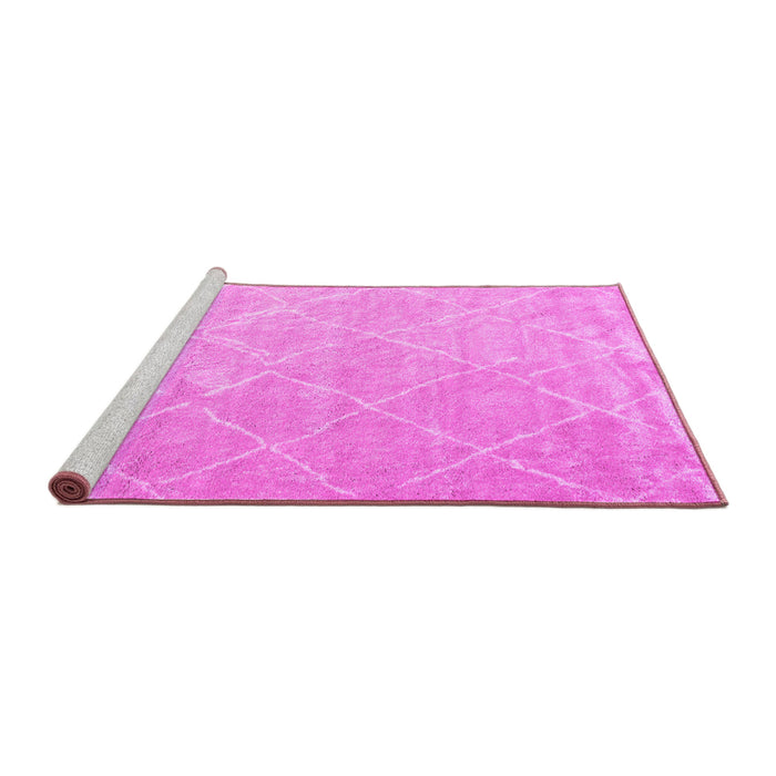Sideview of Machine Washable Trellis Pink Modern Rug, wshcon2992pnk