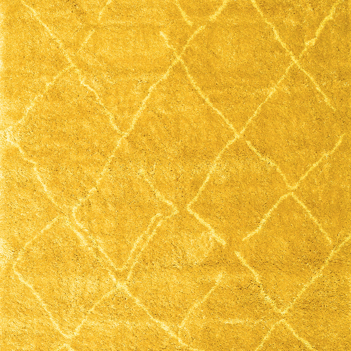 Machine Washable Trellis Yellow Modern Rug, wshcon2992yw