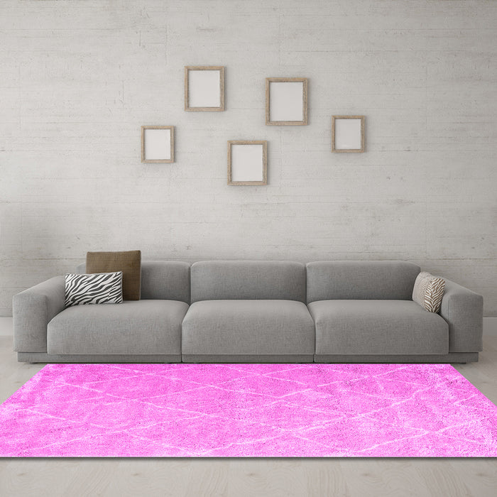 Machine Washable Trellis Pink Modern Rug in a Living Room, wshcon2992pnk