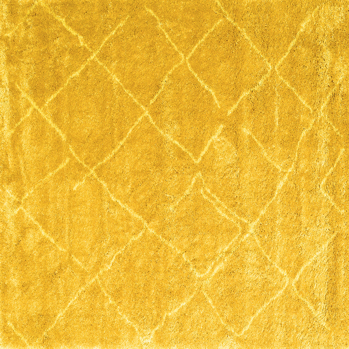 Square Machine Washable Trellis Yellow Modern Rug, wshcon2992yw