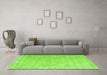 Machine Washable Trellis Green Modern Area Rugs in a Living Room,, wshcon2992grn