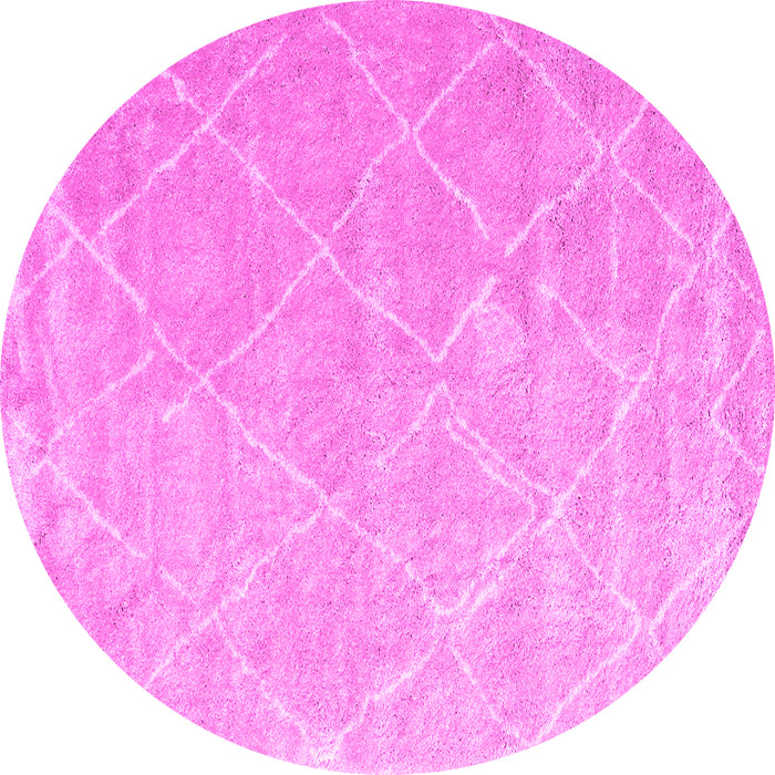 Round Machine Washable Trellis Pink Modern Rug, wshcon2992pnk