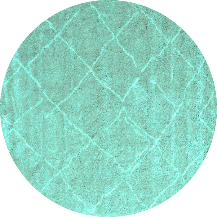 Round Trellis Turquoise Modern Rug, con2992turq