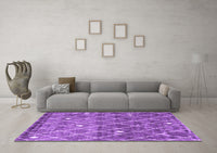 Machine Washable Trellis Purple Modern Rug, wshcon2993pur