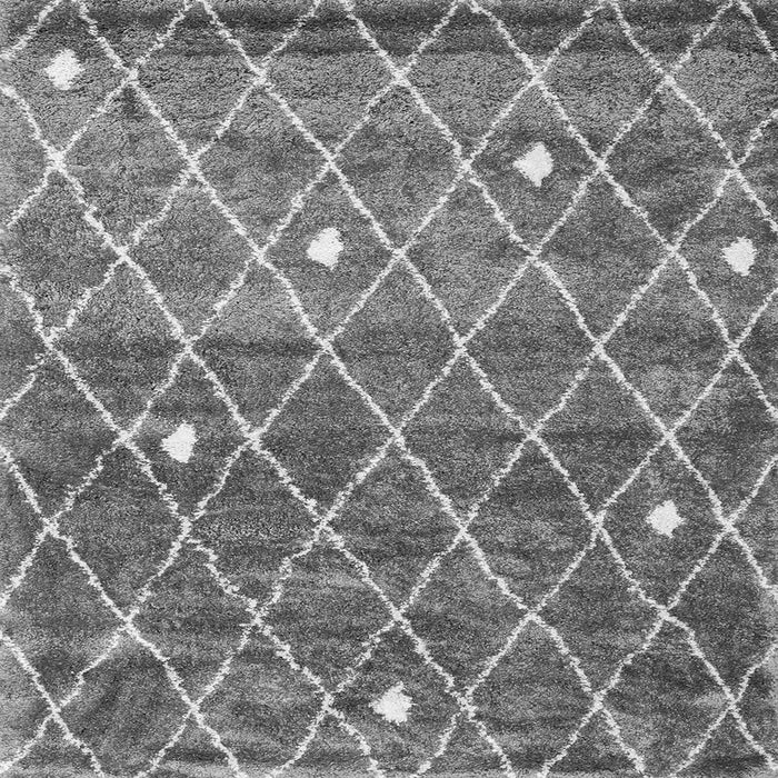 Round Machine Washable Trellis Gray Modern Rug, wshcon2993gry
