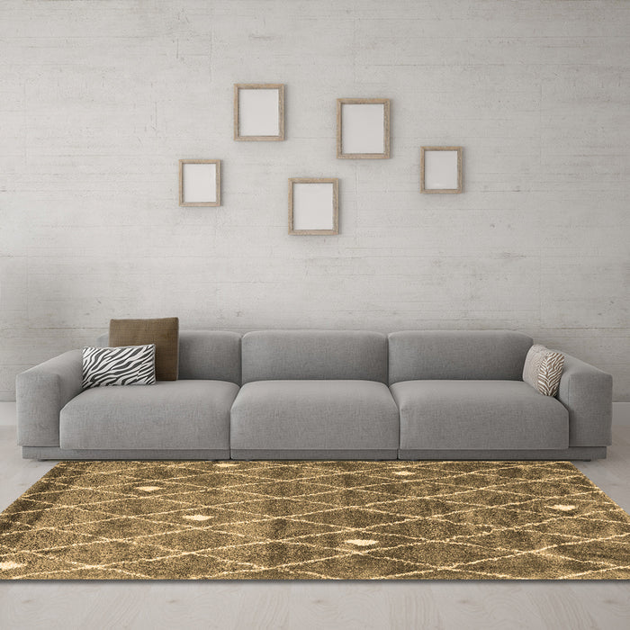 Machine Washable Trellis Brown Modern Rug in a Living Room,, wshcon2993brn
