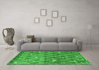 Machine Washable Trellis Green Modern Rug, wshcon2993grn