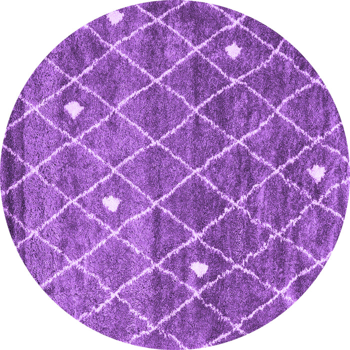 Round Machine Washable Trellis Purple Modern Area Rugs, wshcon2993pur