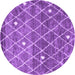 Round Machine Washable Trellis Purple Modern Area Rugs, wshcon2993pur