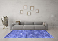 Machine Washable Trellis Blue Modern Rug, wshcon2993blu