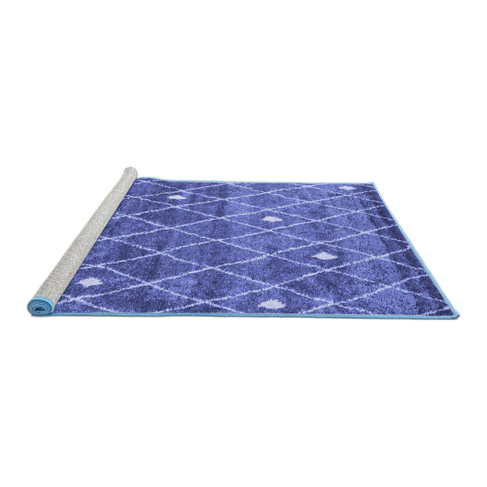 Sideview of Machine Washable Trellis Blue Modern Rug, wshcon2993blu