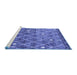 Sideview of Machine Washable Trellis Blue Modern Rug, wshcon2993blu