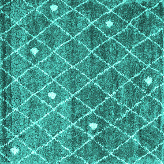 Square Machine Washable Trellis Turquoise Modern Area Rugs, wshcon2993turq