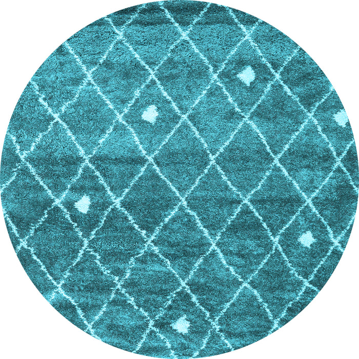 Round Machine Washable Trellis Light Blue Modern Rug, wshcon2993lblu