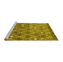 Sideview of Machine Washable Trellis Yellow Modern Rug, wshcon2993yw