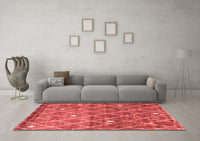 Machine Washable Trellis Red Modern Rug, wshcon2993red