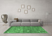 Machine Washable Trellis Emerald Green Modern Area Rugs in a Living Room,, wshcon2993emgrn