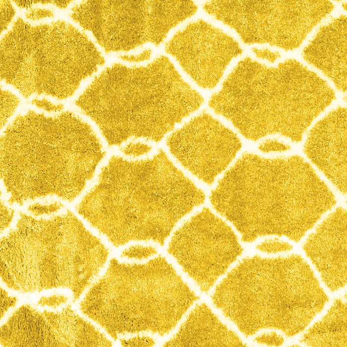 Square Machine Washable Trellis Yellow Modern Rug, wshcon2994yw
