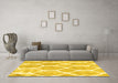 Machine Washable Trellis Yellow Modern Rug in a Living Room, wshcon2994yw