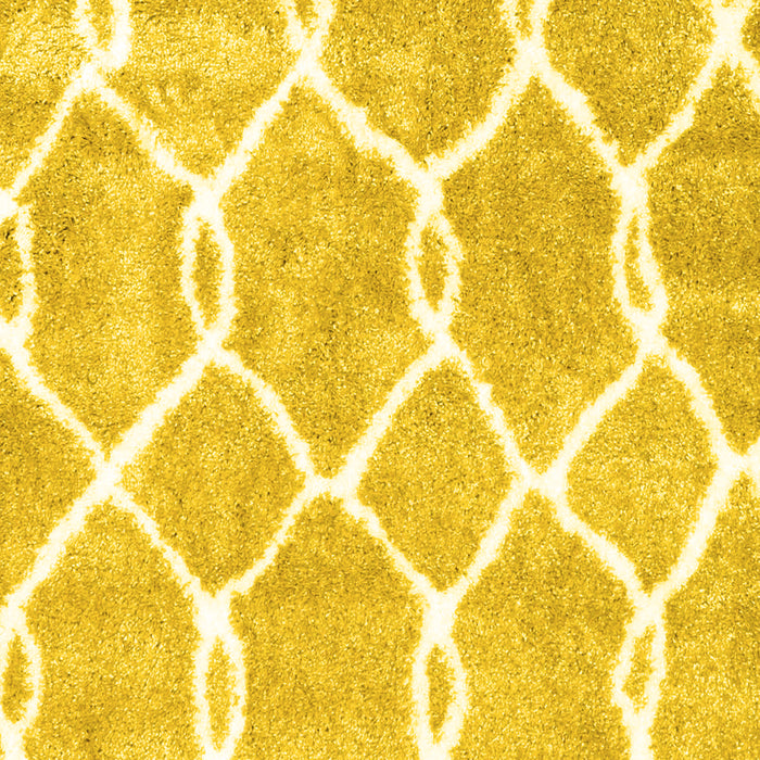 Machine Washable Trellis Yellow Modern Rug, wshcon2994yw