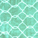 Square Machine Washable Trellis Turquoise Modern Area Rugs, wshcon2994turq
