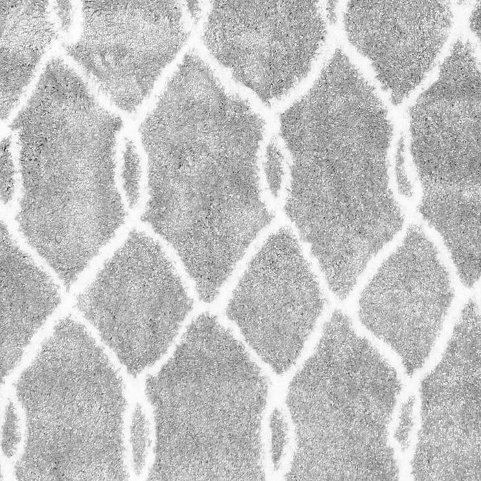 Serging Thickness of Machine Washable Trellis Gray Modern Rug, wshcon2994gry