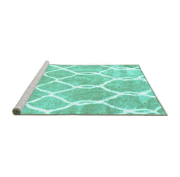 Sideview of Machine Washable Trellis Turquoise Modern Area Rugs, wshcon2994turq