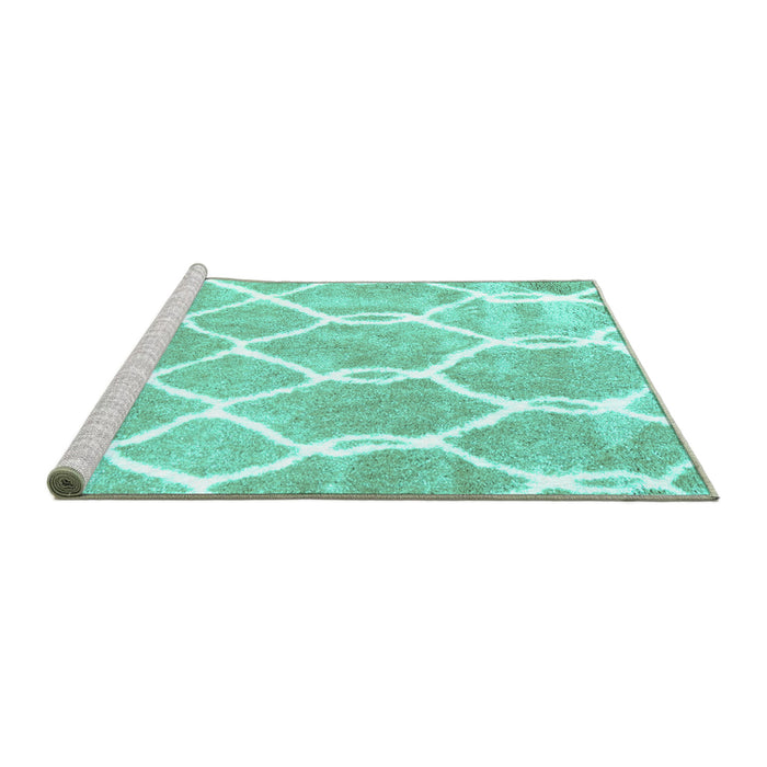 Sideview of Machine Washable Trellis Turquoise Modern Area Rugs, wshcon2994turq