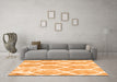 Machine Washable Trellis Orange Modern Area Rugs in a Living Room, wshcon2994org