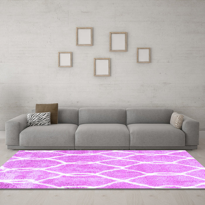 Machine Washable Trellis Purple Modern Area Rugs in a Living Room, wshcon2994pur
