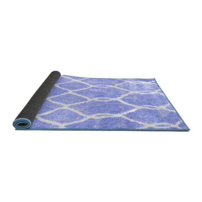Sideview of Trellis Blue Modern Rug, con2994blu