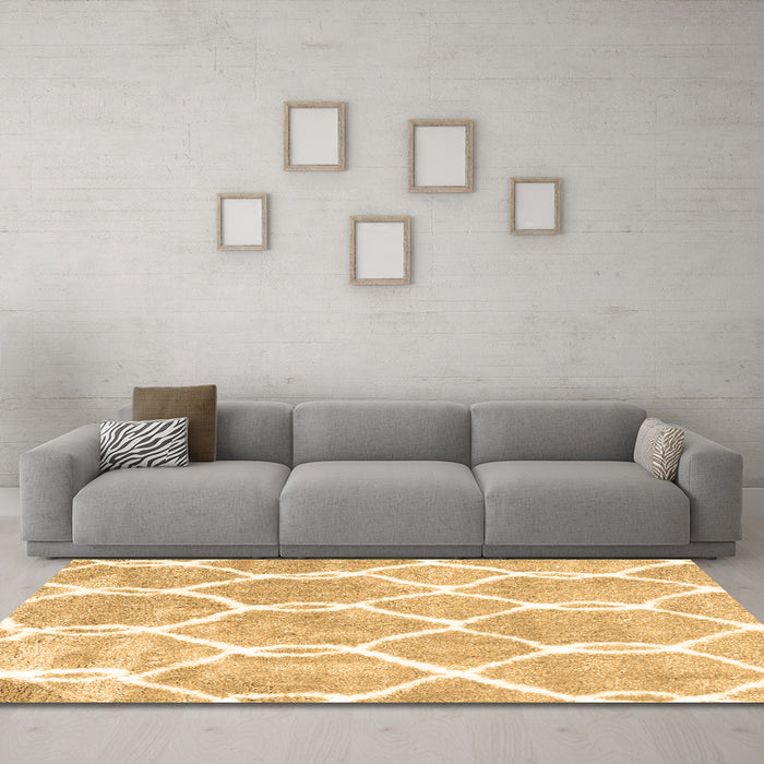 Machine Washable Trellis Brown Modern Rug in a Living Room,, wshcon2994brn