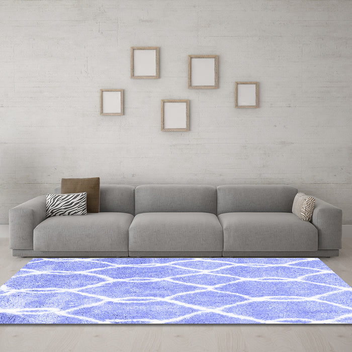 Machine Washable Trellis Blue Modern Rug in a Living Room, wshcon2994blu