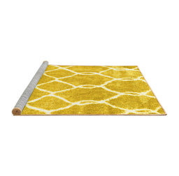 Sideview of Machine Washable Trellis Yellow Modern Rug, wshcon2994yw