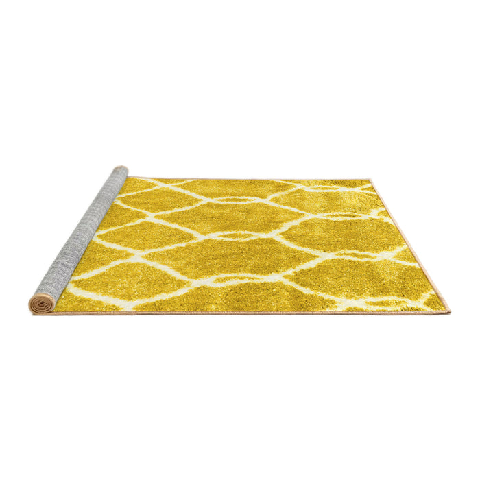 Sideview of Machine Washable Trellis Yellow Modern Rug, wshcon2994yw