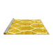 Sideview of Machine Washable Trellis Yellow Modern Rug, wshcon2994yw