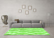 Machine Washable Trellis Green Modern Area Rugs in a Living Room,, wshcon2994grn