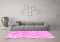 Machine Washable Trellis Pink Modern Rug, wshcon2994pnk