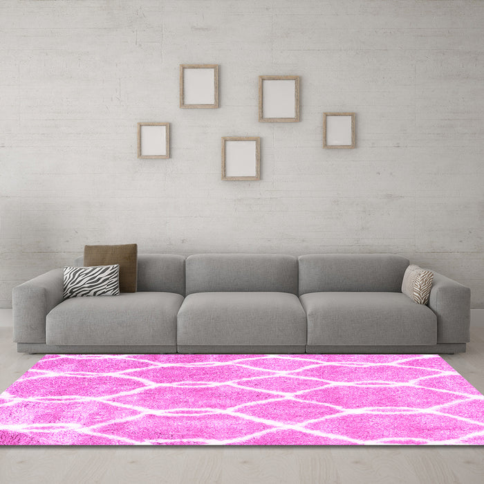 Machine Washable Trellis Pink Modern Rug in a Living Room, wshcon2994pnk