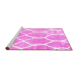 Sideview of Machine Washable Trellis Pink Modern Rug, wshcon2994pnk