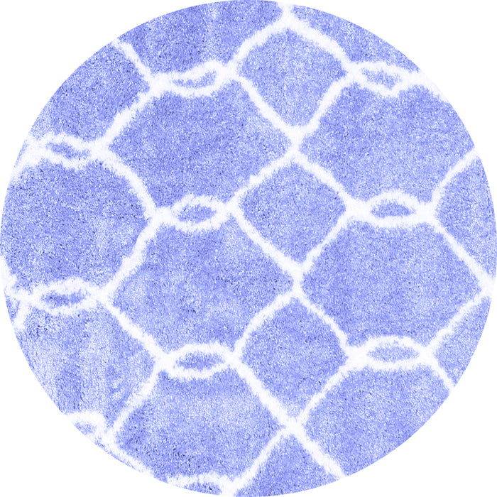 Round Machine Washable Trellis Blue Modern Rug, wshcon2994blu