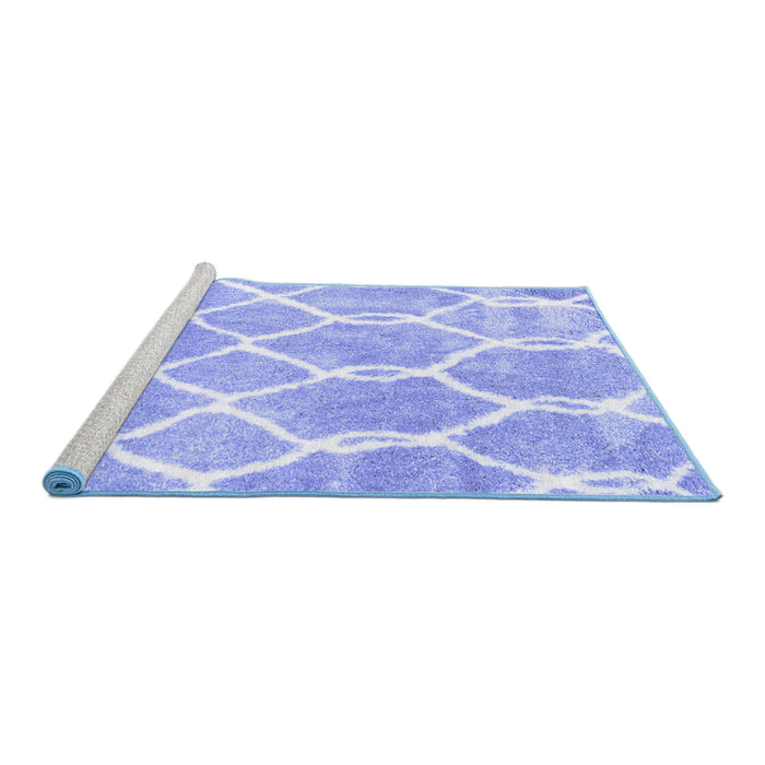 Sideview of Machine Washable Trellis Blue Modern Rug, wshcon2994blu