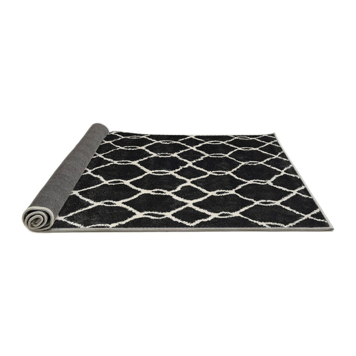 Thickness of Contemporary Cloudy Gray Trellis Rug, con2995