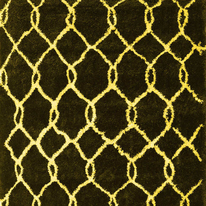Machine Washable Trellis Yellow Modern Rug, wshcon2995yw