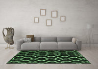 Machine Washable Trellis Emerald Green Modern Rug, wshcon2995emgrn